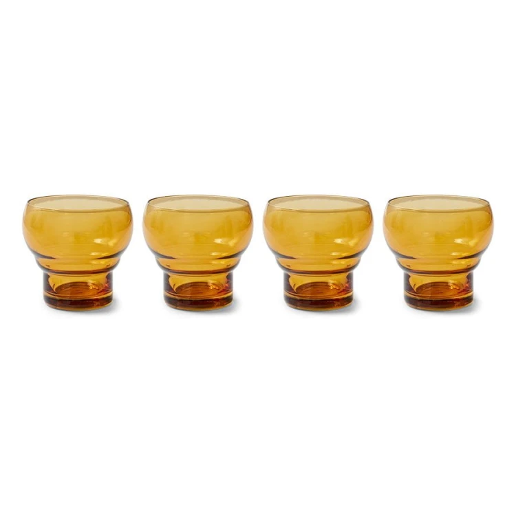 Zestaw 4 szklanek 70's amber