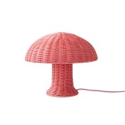 Lampa stołowa rattanowa różowa