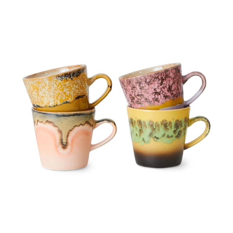 Zestaw 4 kubków ceramicznych do americano 70's: radiant, 200ml