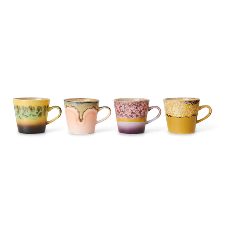 Zestaw 4 kubków ceramicznych do americano 70's: radiant, 200ml