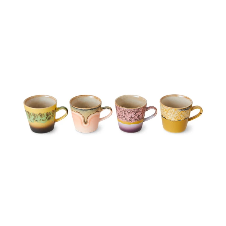 Zestaw 4 kubków ceramicznych do americano 70's: radiant, 200ml