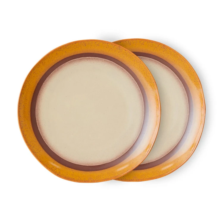 Zestaw 2 talerzy obiadowych 70's: coconut