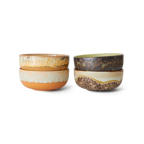 Zestaw 4 misek ceramicznych tapas na nóżce 70's: drift