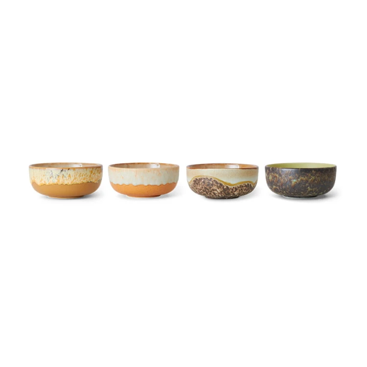 Zestaw 4 misek ceramicznych tapas na nóżce 70's: drift