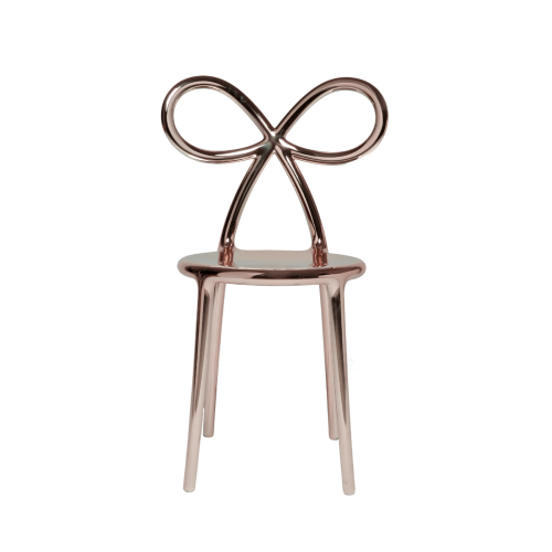 Zestaw 2 krzeseł Ribbon metalowych różowo złotych