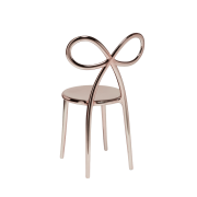 Zestaw 2 krzeseł Ribbon metalowych różowo złotych