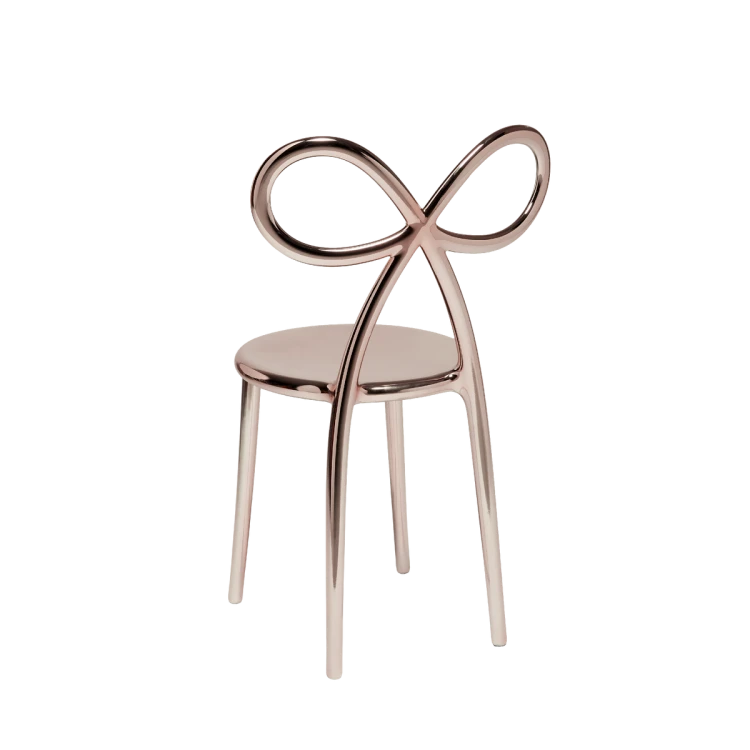 Zestaw 2 krzeseł Ribbon metalowych różowo złotych