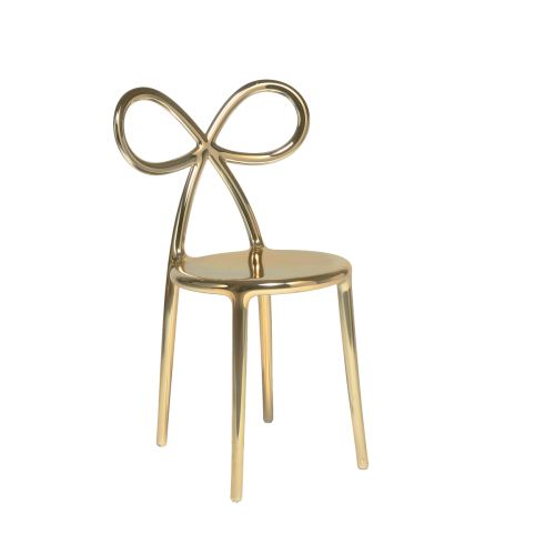 Zestaw 2 krzeseł Ribbon metalowych złotych