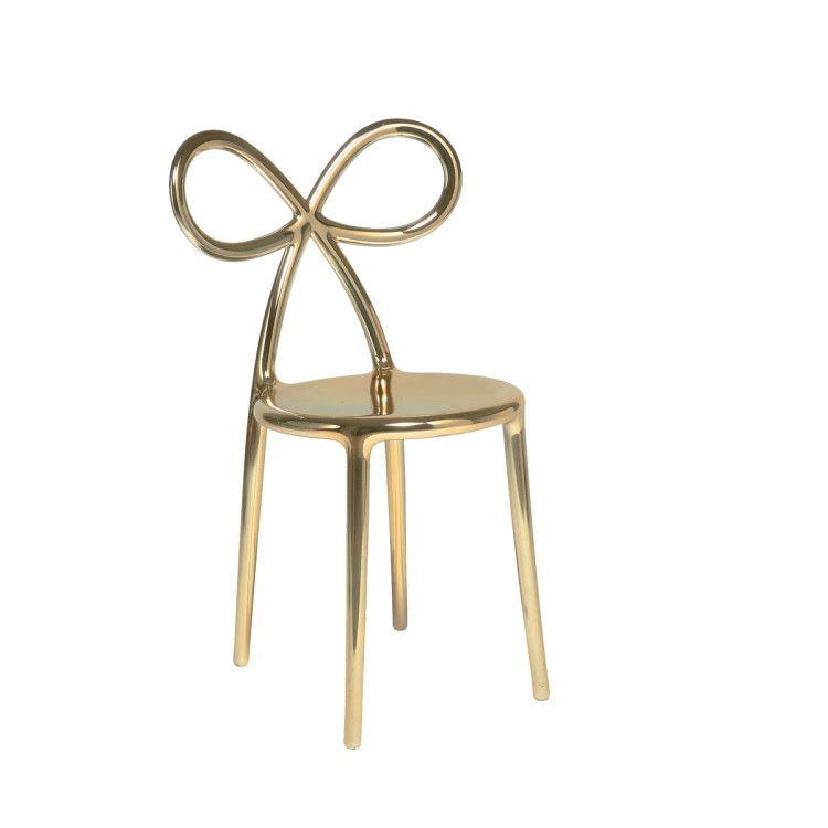 Zestaw 2 krzeseł Ribbon metalowych złotych