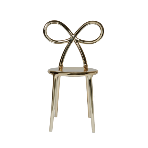 Zestaw 2 krzeseł Ribbon metalowych złotych