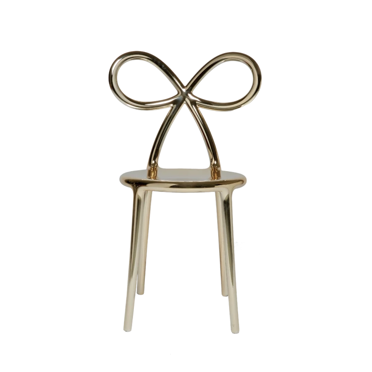 Zestaw 2 krzeseł Ribbon metalowych złotych