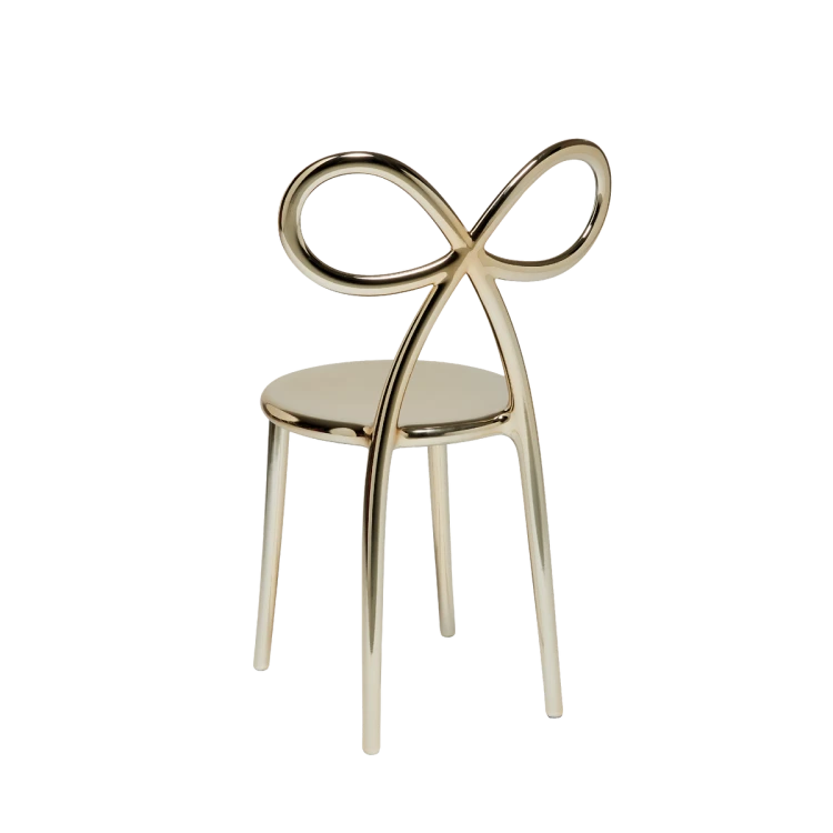 Zestaw 2 krzeseł Ribbon metalowych złotych