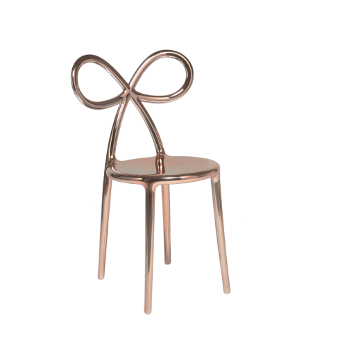Krzesło Ribbon metalowe różowe złoto