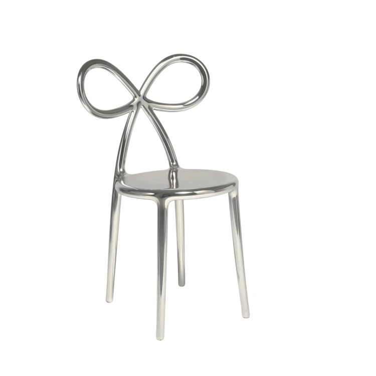 Krzesło Ribbon metalowe srebrne
