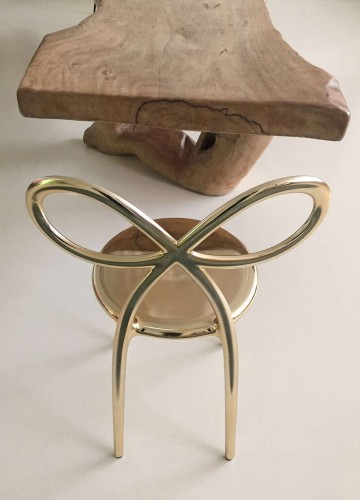 Krzesło Ribbon metalowe srebrne