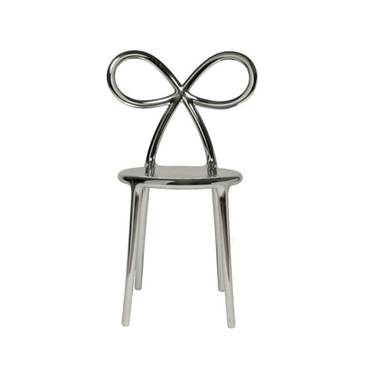 Krzesło Ribbon metalowe srebrne
