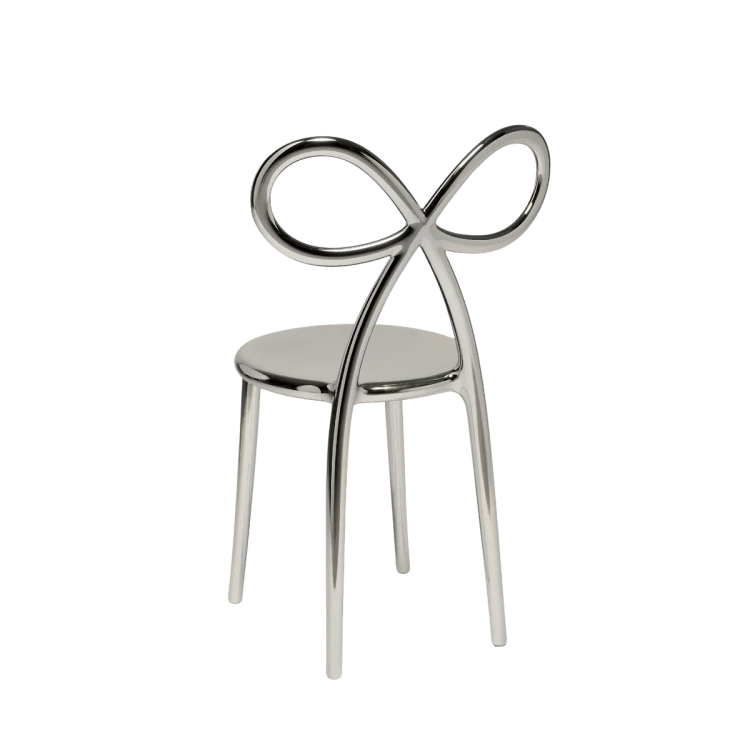 Krzesło Ribbon metalowe srebrne