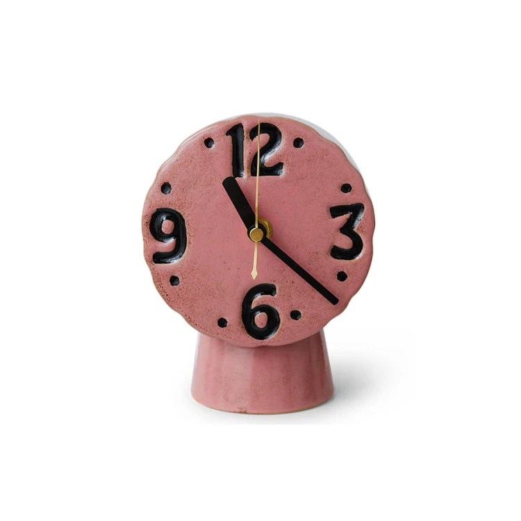 Zegar ceramiczny Retro różowy