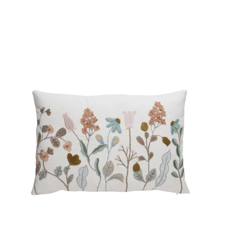 Lene Bjerre- poduszka jasna w kolorowe kwiaty Inielle 60x40