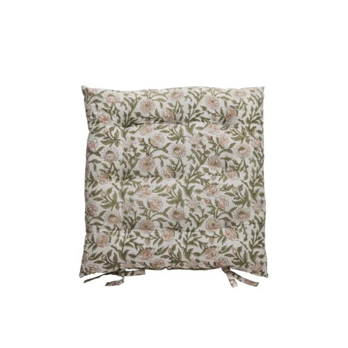 Lene Bjerre - poduszka na krzesło w kwiatki zielona 45x45 Ivillia