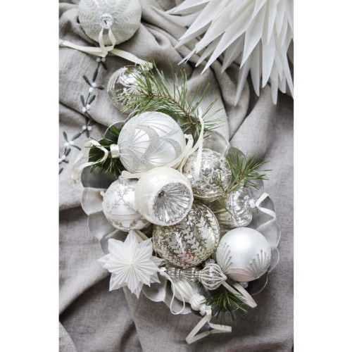 Lene Bjerre-bombka we wzory złamana biel Perline 10 cm