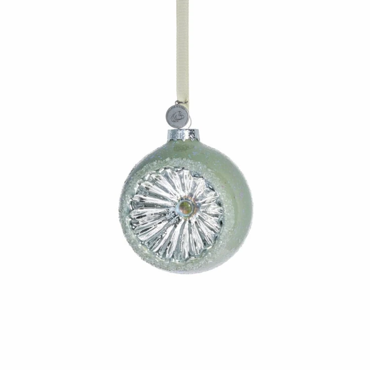 Lene Bjerre-szklana bombka vintage Heving 8 cm zielona