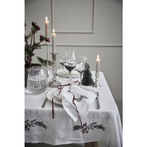 Lene Bjerre- świąteczna serwetka Penine 45x45 biało-zielona