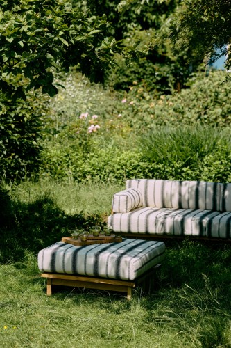 HKLIVING-hoker outdoor, drewno tekowe chalkstripe