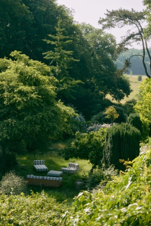 HKLIVING-Fotel wypoczynkowy LAZY, outdoor chalkstripe