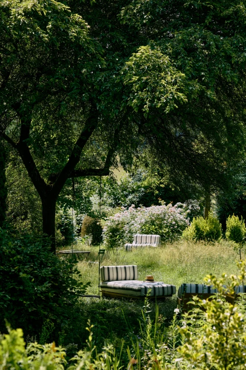 HKLIVING-Fotel wypoczynkowy LAZY, outdoor chalkstripe