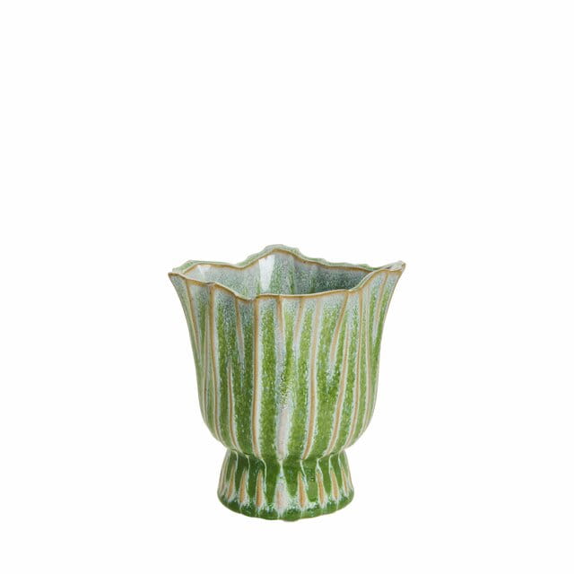 Lene Bjerre- ceramiczna doniczka Palazzo 15 cm zielona