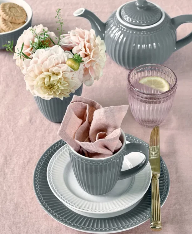 GreenGate-kubek ALICE ceramiczny z uchem 350 ml stone grey