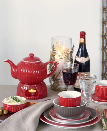 GreenGate-ceramiczny pogrzewacz do herbaty ALICE red
