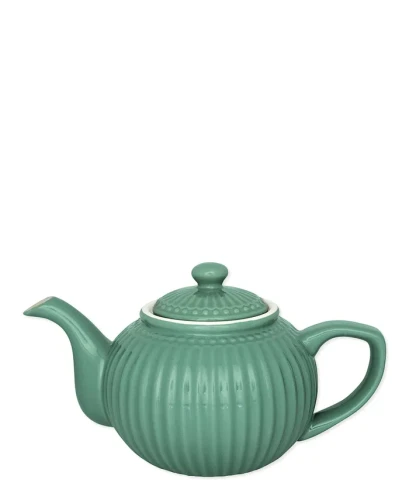 GreenGate-ceramiczny dzbanek do herbaty ALICE dusty green