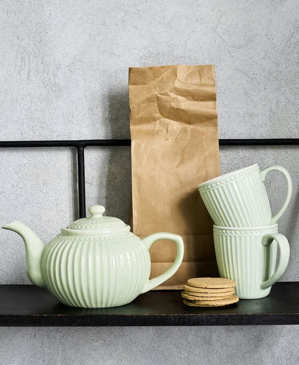 GreenGate-ceramiczny dzbanek do herbaty ALICE pale green
