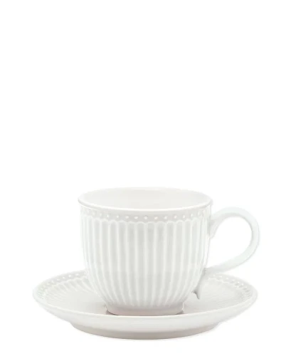 GreenGate-ceramiczna filiżanka z talerzykiem ALICE white