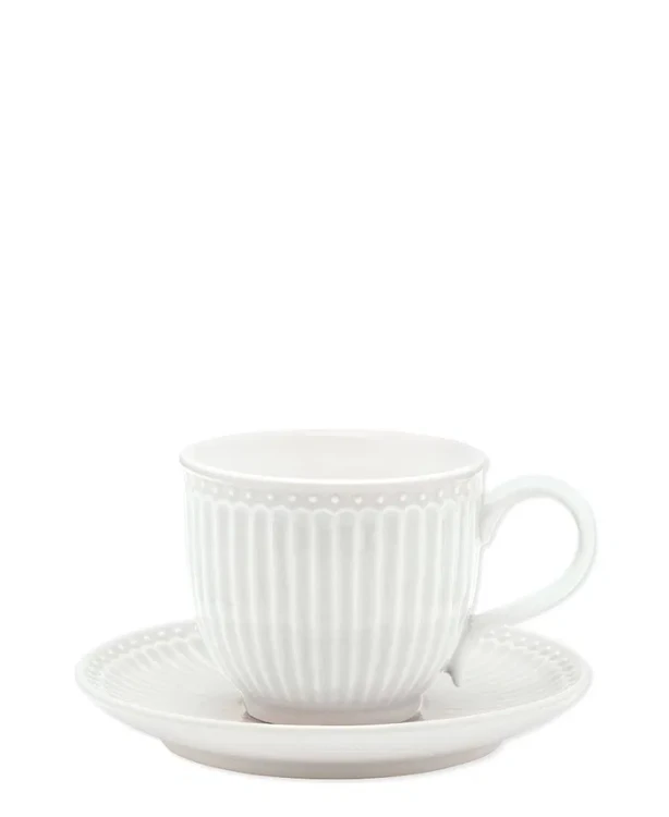 GreenGate-ceramiczna filiżanka z talerzykiem ALICE white