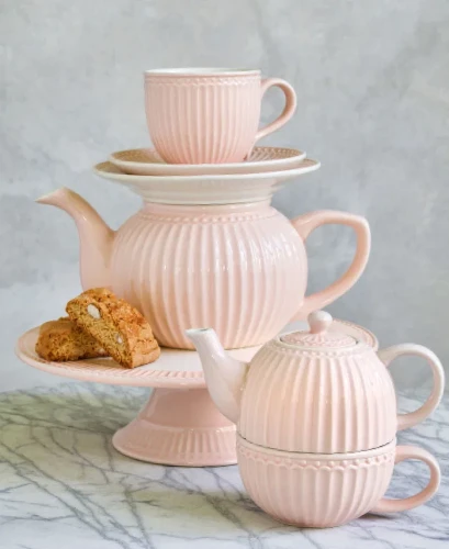 GreenGate-ceramiczna filiżanka z talerzykiem ALICE pale pink