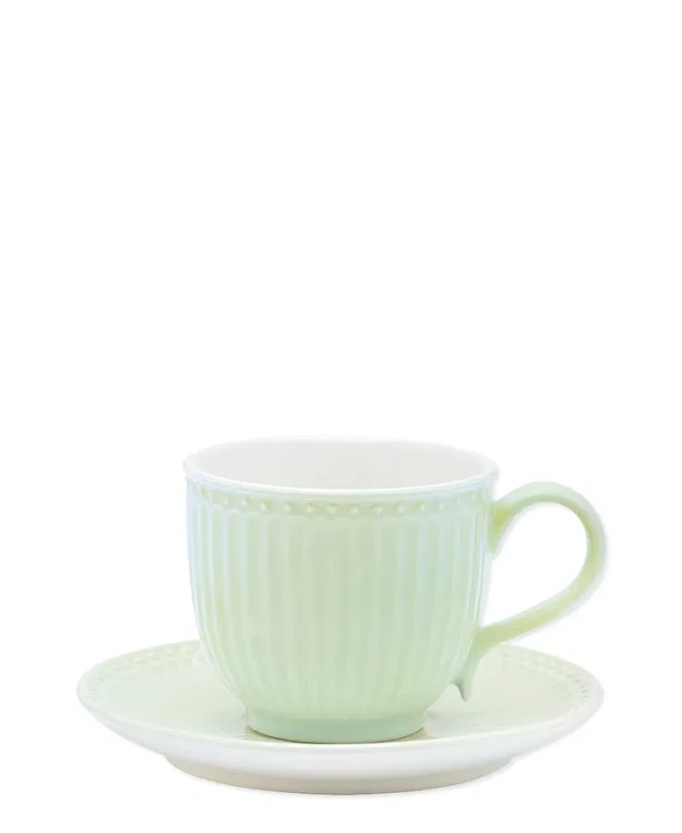 GreenGate-ceramiczna filiżanka z talerzykiem ALICE pale green