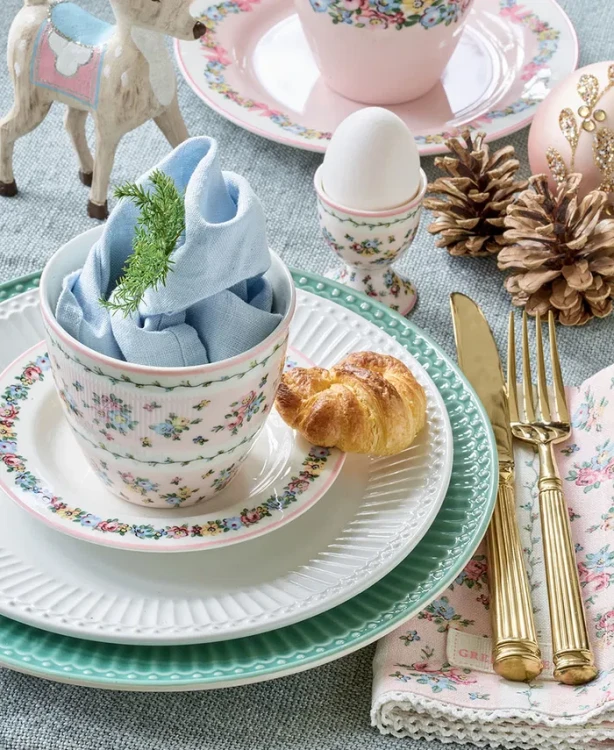GreenGate-ceramiczny talerz obiadowy ALICE dusty green