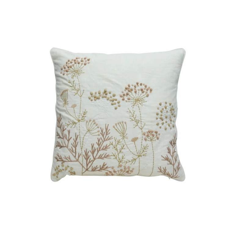 Lene Bjerre- poszewka na poduszkę 50x50 Visilia beżowa w haftowane kwiaty
