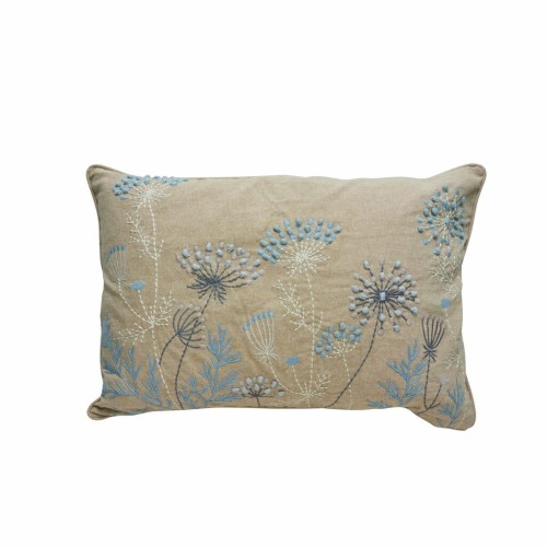 Lene Bjerre- poszewka na poduszkę 60x40 Visilia beżowa w haftowane kwiaty niebieskie