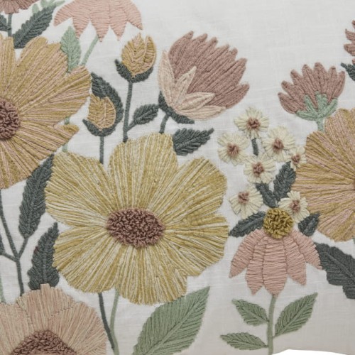 Lene Bjerre- poszewka na poduszkę 60x40 Vimina jasna w haftowane kwiaty kolorowe