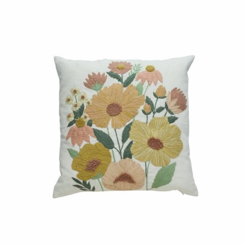 Lene Bjerre- poszewka na poduszkę 50x50 Vimina jasna w haftowane kwiaty kolorowe