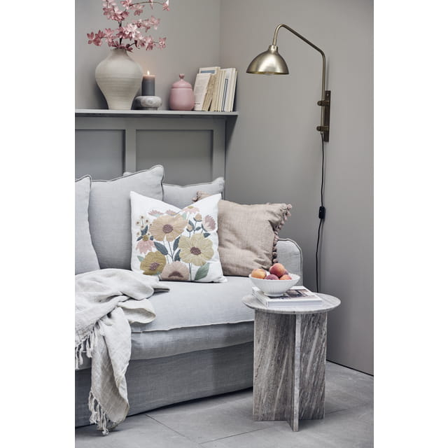 Lene Bjerre- poszewka na poduszkę 50x50 Vimina jasna w haftowane kwiaty kolorowe