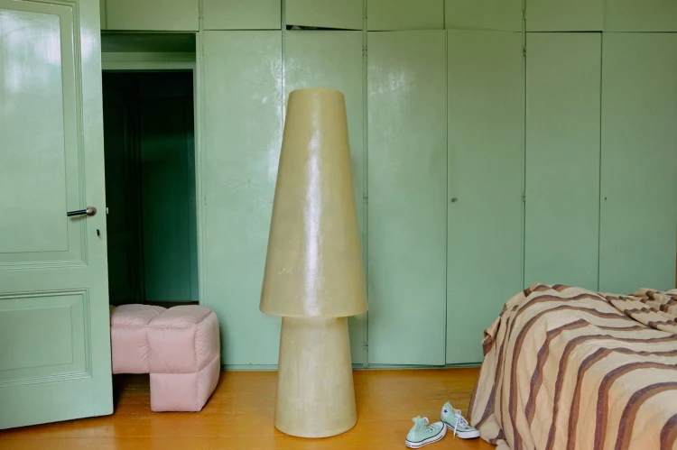 HKLIVING -lampa podłogowa z włókna szklanego soft green