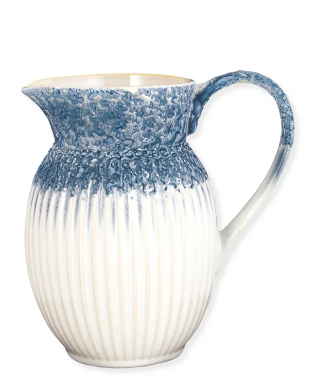 GreenGate-ceramiczny dzbanek pękaty ALICE ripple blue 1,5 l