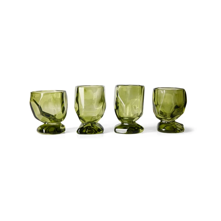 HKLIVING - Kieliszki do wina (zestaw 4 sztuk) emerald butelkowa zieleń