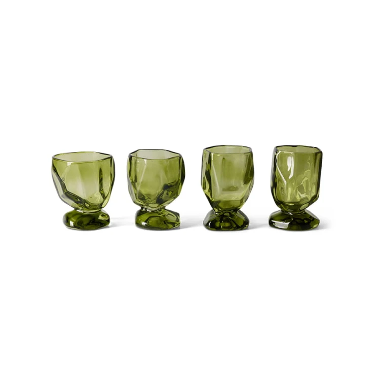 HKLIVING - Kieliszki do wina (zestaw 4 sztuk) emerald butelkowa zieleń