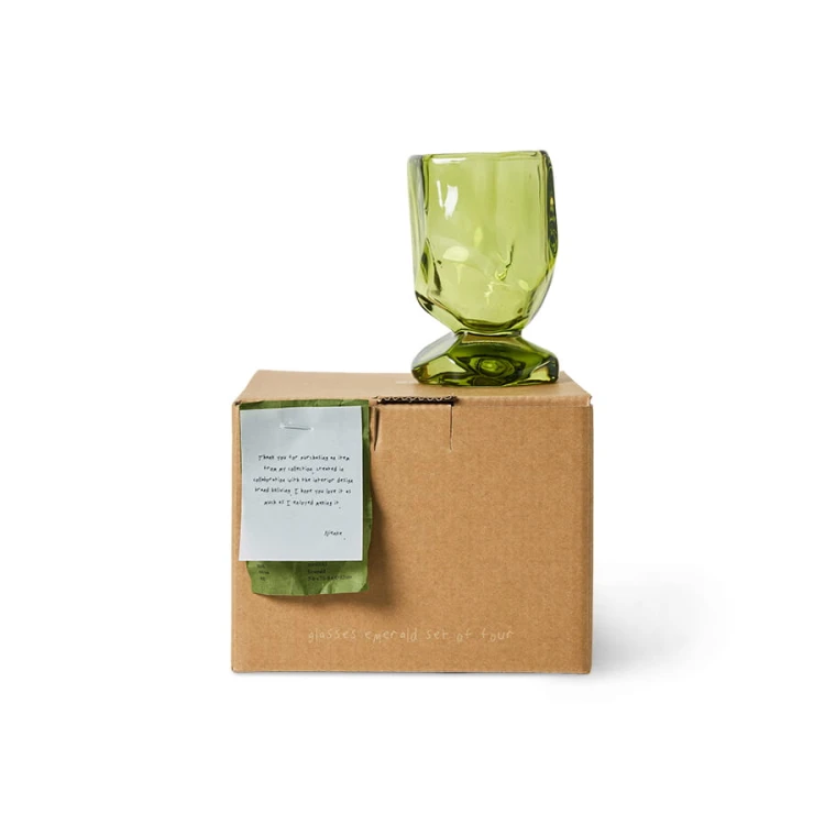 HKLIVING - Kieliszki do wina (zestaw 4 sztuk) emerald butelkowa zieleń